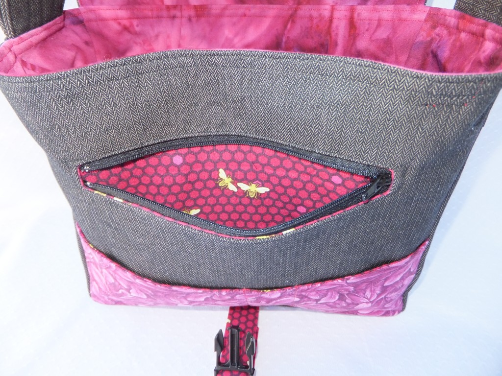 View inside zippered pocket