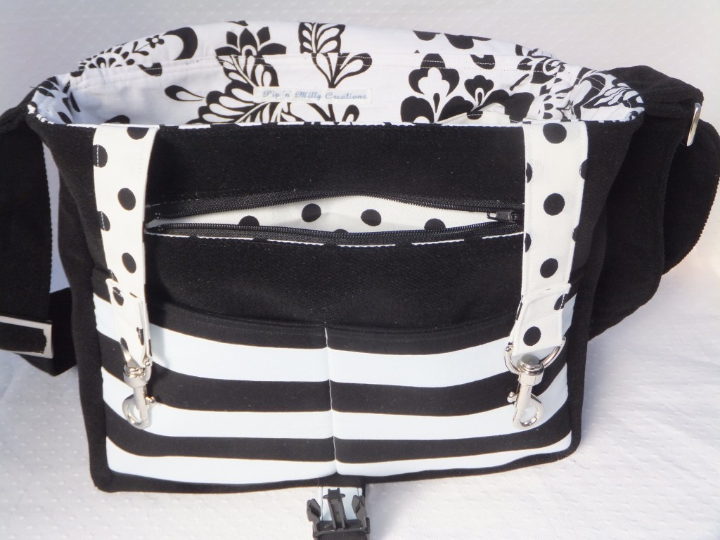 Black and white messenger bag